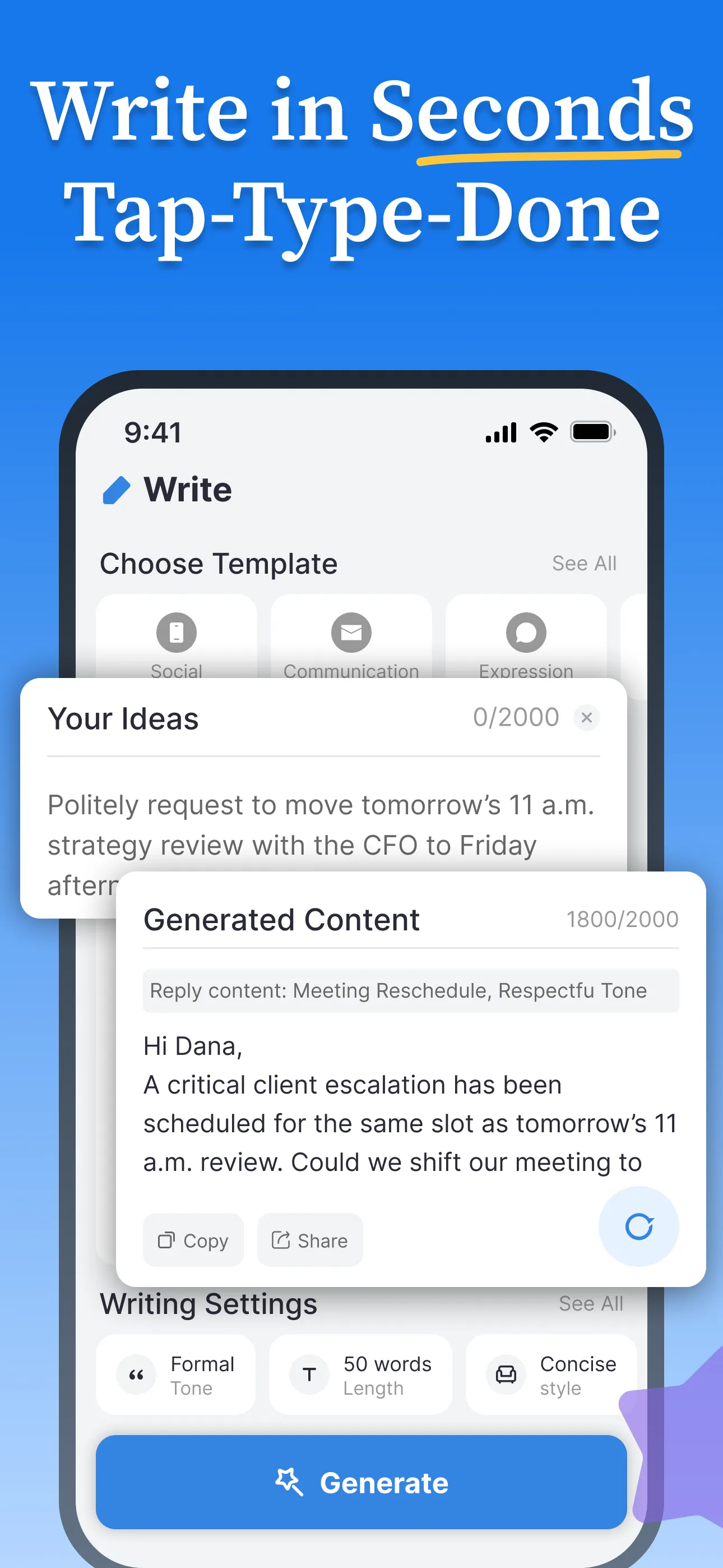 AI Writing Assistant screenshot